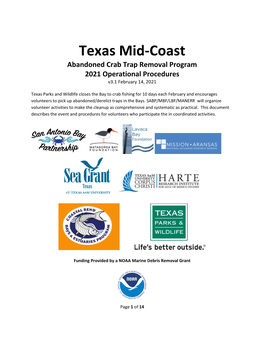 Texas Mid-Coast Abandoned Crab Trap Removal Program 2021 Operational Procedures V3.1 February 14, 2021