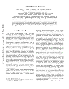 Adiabatic Quantum Transistors