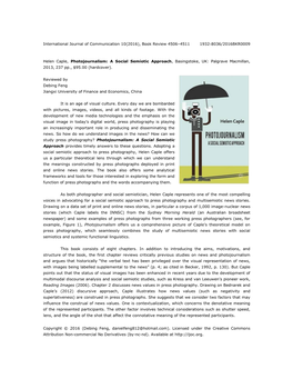 Helen Caple, Photojournalism: a Social Semiotic Approach, Basingstoke, UK: Palgrave Macmillan, 2013, 237 Pp., $95.00 (Hardcover)
