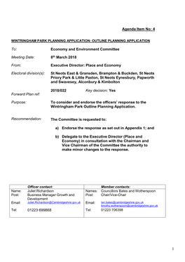 Wintringham Park Planning Application: Outline Planning Application