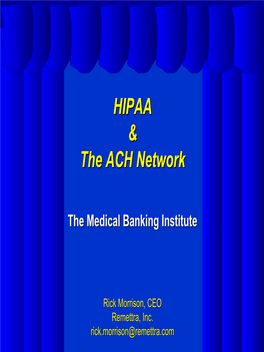 HIPAA & the ACH Network