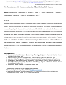 The Mechanisms of in Vivo Commensal Control of C