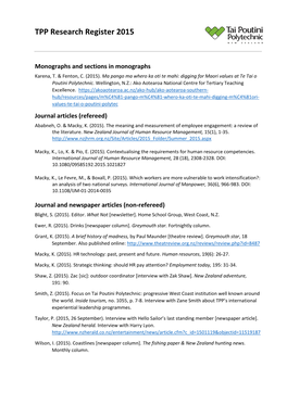 TPP Research Register 2015