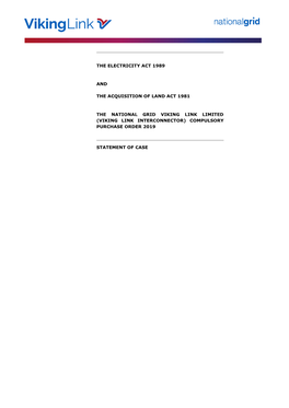 The Electricity Act 1989 and the Acquisition of Land Act 1981 the National Grid Viking Link Limited (Viking Link Interconnector)