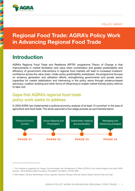 Regional Food Trade: AGRA's Policy Work in Advancing Regional Food