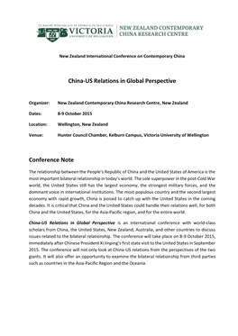 China-US Relations in Global Perspective Conference Note