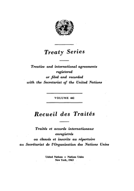 Treaty Series Recueil Des Traite-S