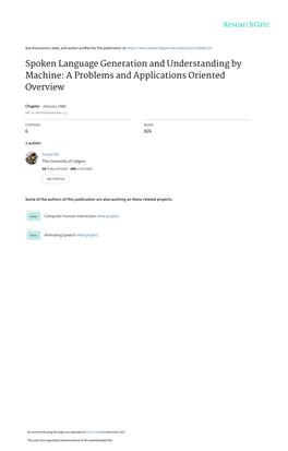 Spoken Language Generation and Un- Derstanding by Machine: a Problems and Applications-Oriented Overview