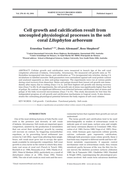 Cell Growth and Calcification Result from Uncoupled Physiological Processes in the Soft Coral Litophyton Arboreum