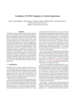 Cardpliance: PCI DSS Compliance of Android Applications