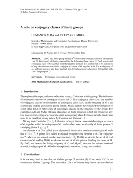 A Note on Conjugacy Classes of Finite Groups