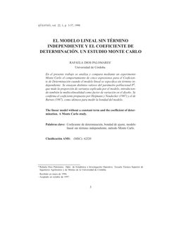 El Modelo Lineal Sin T ´Ermino Independiente Y El Coeficiente De