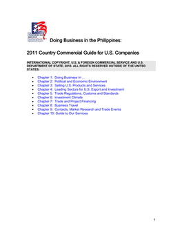 Doing Business in the Philippines: 2011 Country Commercial Guide for US Companies
