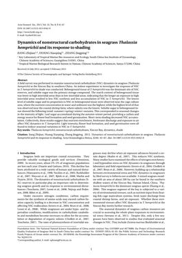 Dynamics of Nonstructural Carbohydrates in Seagrass Thalassia Hemprichii and Its Response to Shading