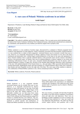 A Rare Case of Poland: Mobeius Syndrome in an Infant