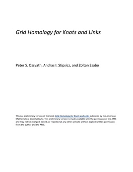 Grid Homology for Knots and Links