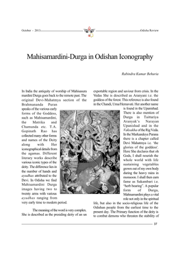 Mahisamardini-Durga in Odishan Iicongraphy