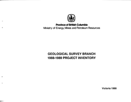 Geological Survey Branch 1988-1989 Project Inventory