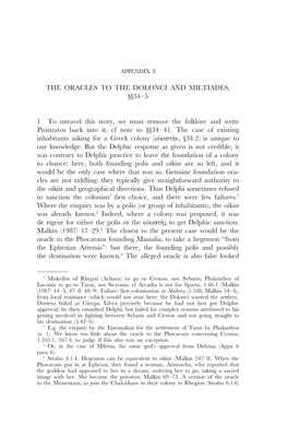 THE ORACLES to the DOLONCI and MILTIADES, §§34–5 1 To