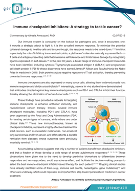 Immune Checkpoint Inhibitors: a Strategy to Tackle Cancer?