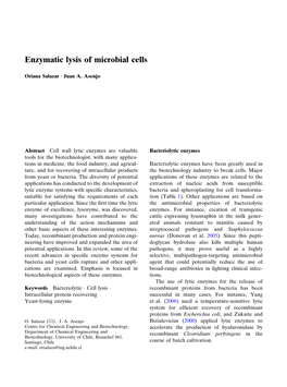 Enzymatic Lysis of Microbial Cells