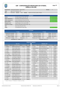 Confederação Brasileira De Futebol Súmula On-Line