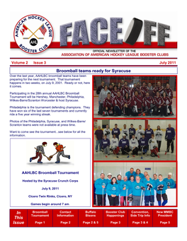 In This Issue Broomball Teams Ready for Syracuse