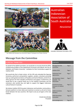 AUSTRALIAN INDONESIAN ASSOCIATION of SOUTH AUSTRALIA: Newsletter JUNE 2019