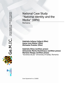 National Case Study “National Identity and the Media” (WP4) Romania