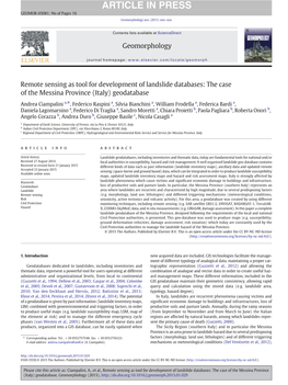 Remote Sensing As Tool for Development of Landslide Databases: the Case of the Messina Province (Italy) Geodatabase