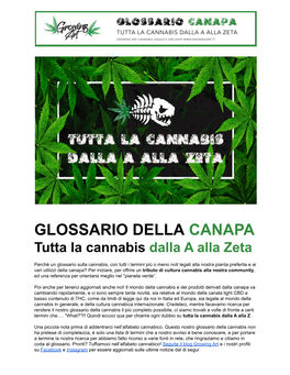 PDF Glossario Della Canapa: Tutta La Cannabis Dalla a Alla Zeta