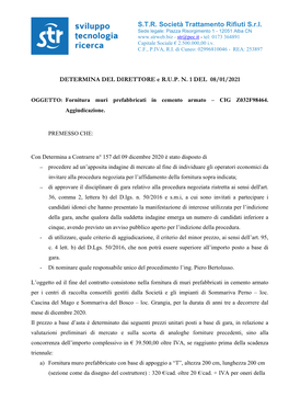 Determina Aggiudicazione