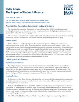 Elder Abuse: the Impact of Undue Influence