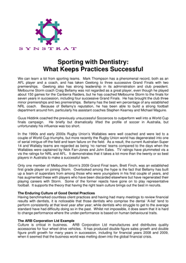 What Keeps Practices Successful