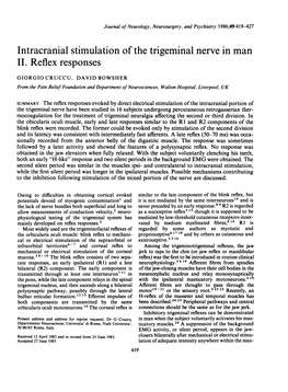 Intracranial Stimulation of the Trigeminal Nerve in Man II