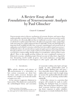 Foundations of Neuroeconomic Analysis</Italic>