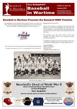 Baseball in Wartime Presents the Baseball WWII Timeline
