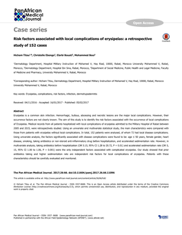 Case Series Risk Factors Associated with Local Complications of Erysipelas: a Retrospective Study of 152 Cases