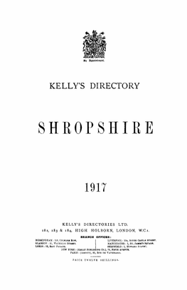 Kelly's Directory Shropshire 1917