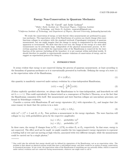 Energy Non-Conservation in Quantum Mechanics