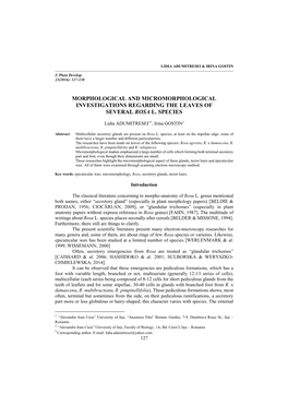 Morphological and Micromorphological Investigations Regarding the Leaves of Several Rosa L