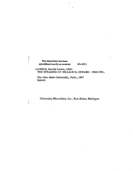 The Speaking of William H. Seward, 1845-1861