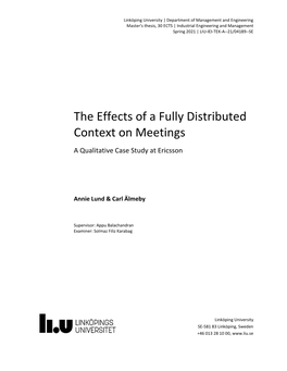 The Effects of a Fully Distributed Context on Meetings a Qualitative Case Study at Ericsson