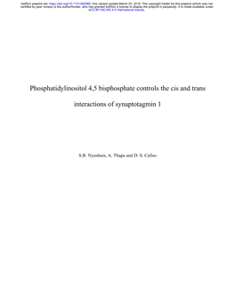 Phosphatidylinositol 4,5 Bisphosphate Controls the Cis and Trans