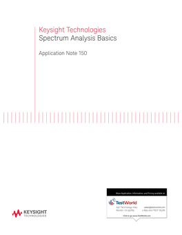Keysight Technologies Spectrum Analysis Basics
