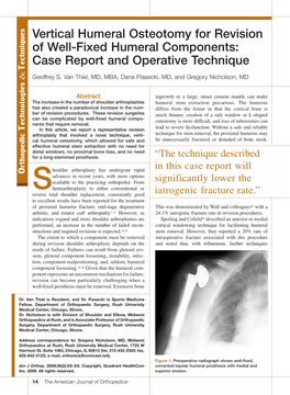 Vertical Humeral Osteotomy for Stem Revision in Total