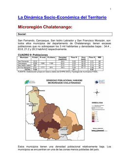 La Dinámica Socio-Económica Del Territorio Microregión Chalatenango