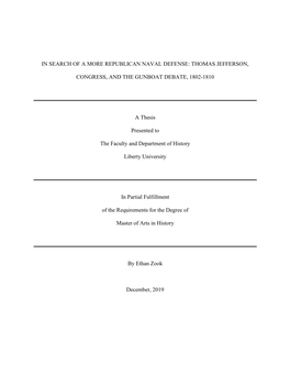 Thomas Jefferson, Congress, and the Gunboat Debate, 1802