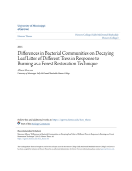 Differences in Bacterial Communities on Decaying Leaf Litter Of