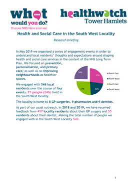 Health and Social Care in the South West Locality Research Briefing